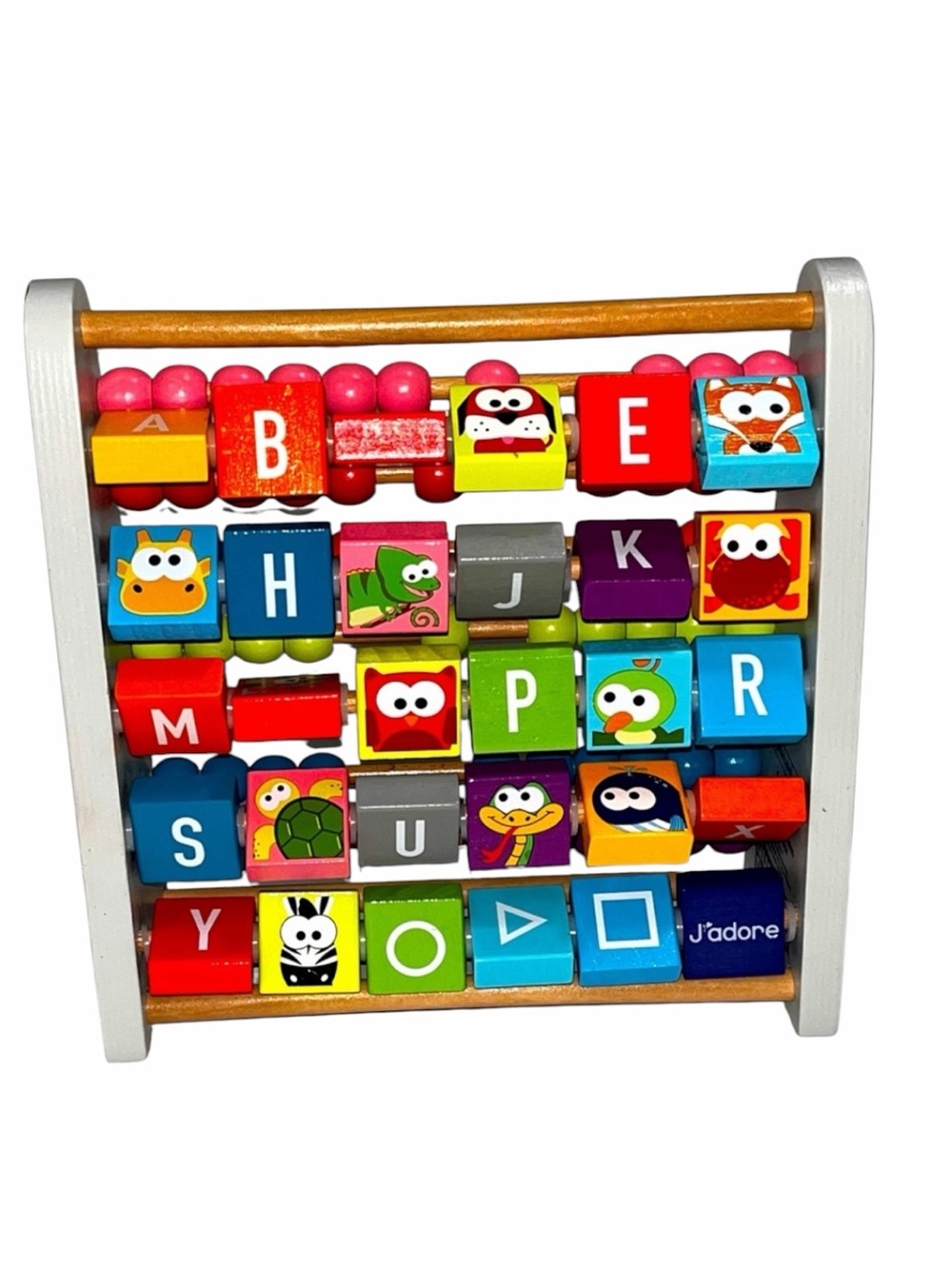 J'adore Wooden 2-in-1 Math Beads & ABC Animal Abacus